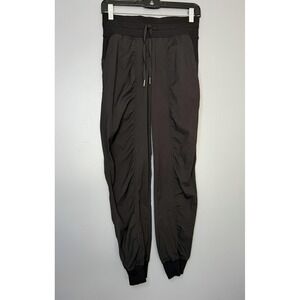 Lululemon Dance Studio Mid-Rise Jogger Pants Womens Size 4 Black Striped Cuffed